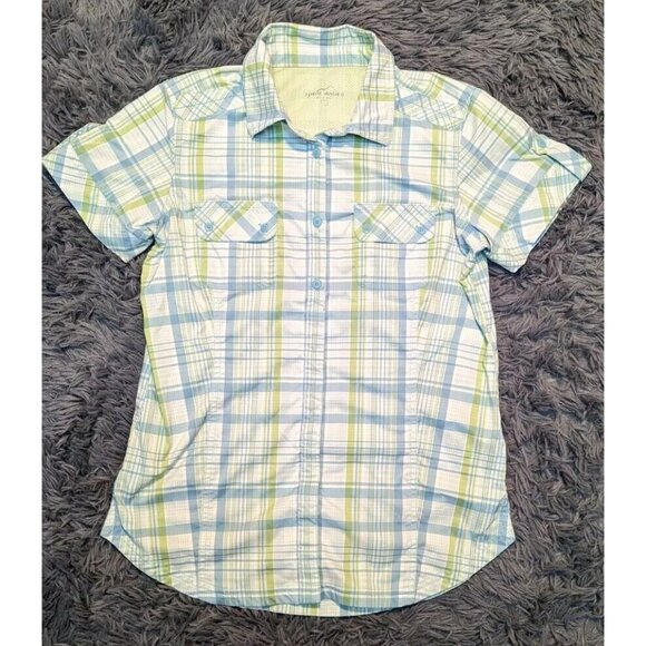 Eddie Bauer Shirt Women's‎ Vented Lightweight Hiking Fishing Medium Button Down - Picture 2 of 8